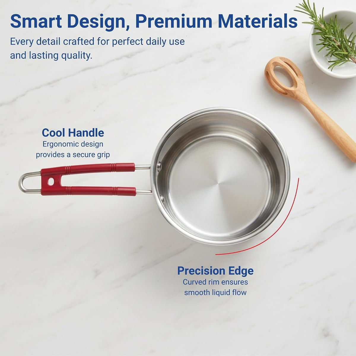 Tosaa Stainless Steel Sauce Pan 14cm Premium 1200ml Safe for All Food Types