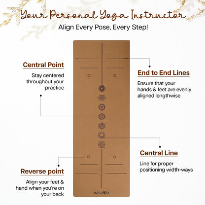 Wiselife Cork Natural Rubber Yoga Mat Extra Large Extra Wide