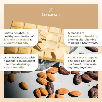 Cocoacraft 33% White Chocolate Bar With Almonds - 80Gram