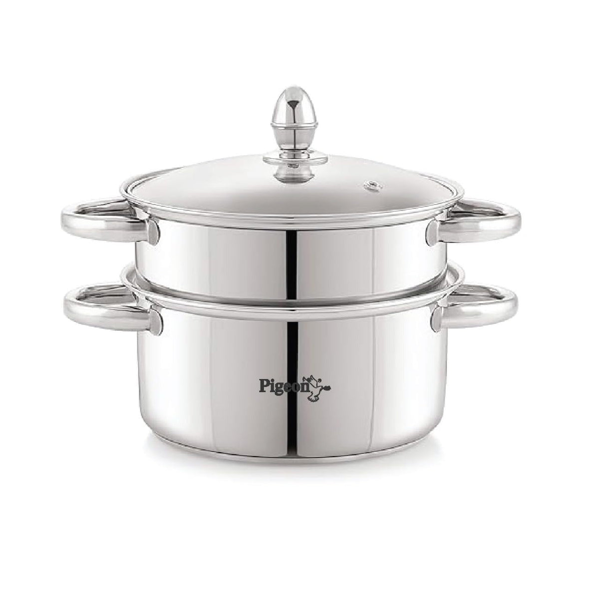 Pigeon Elantra Stainless Steel 2 Tier Steamer Pot Set with Glass Lid