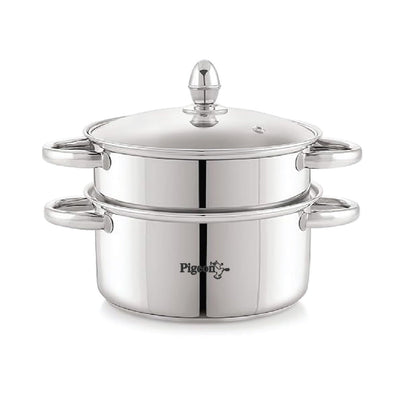 Pigeon Elantra Stainless Steel 2 Tier Steamer Pot Set with Glass Lid