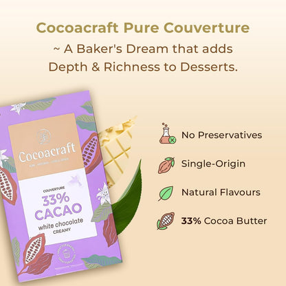 Cocoacraft 33% White Chocolate Couverture White Chocolate Baking Bar