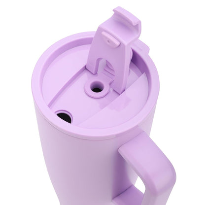 House of Quirk 1200ML Tumbler with Handle and 2 Straw Flip Lid - Lavender
