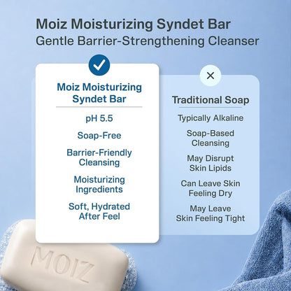 Moiz Syndet Bathing Bar pH 5.5 With Shea Butter, Aloe Vera & Vitamin E  - 75 Gms