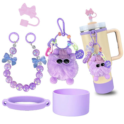 House of Quirk 6 Accessories Set Silicone Straw Cover, Cup Boot, Handle Chain, Handle Strap, Sticker 40oz & 30oz Tumbler