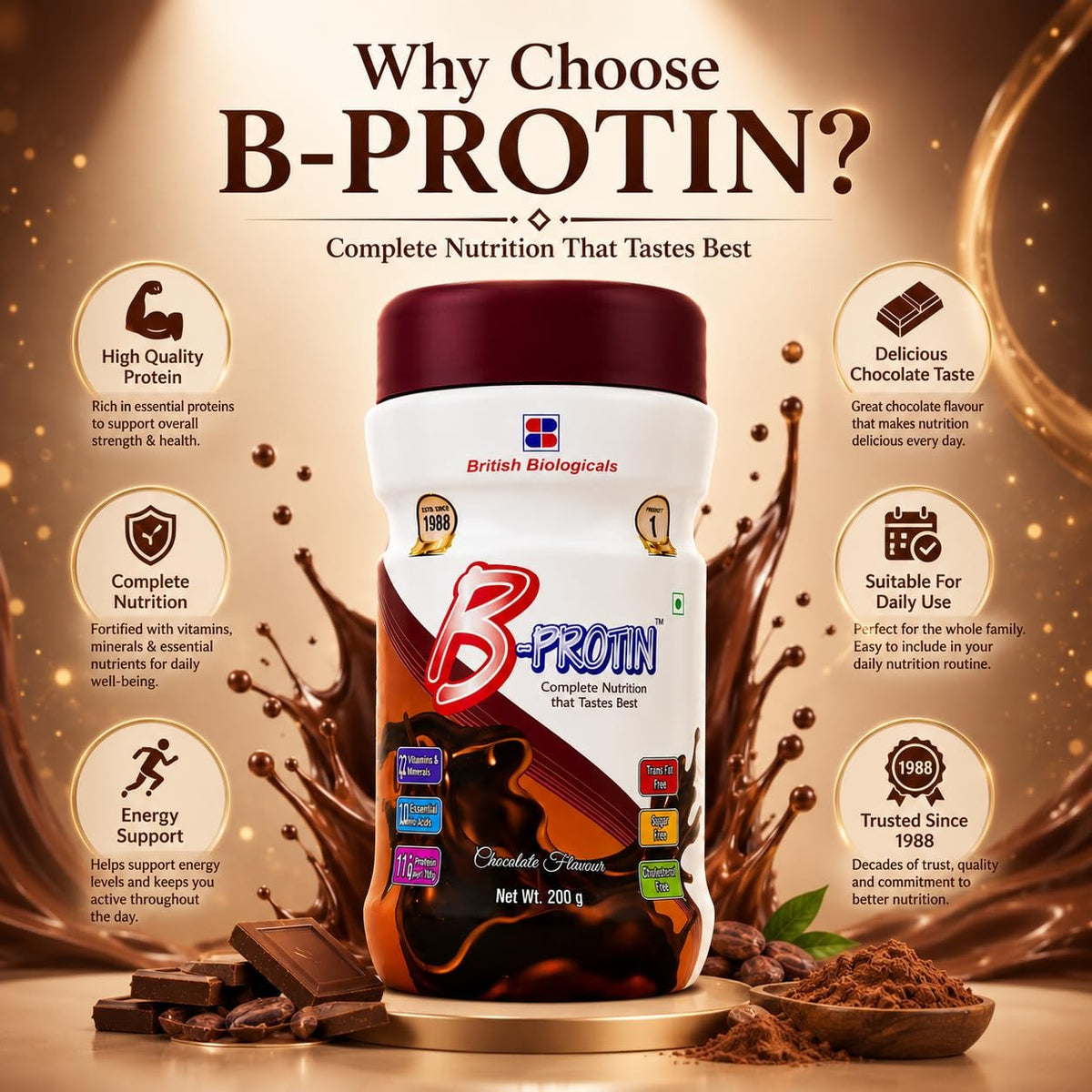 British Biologicals B-Protin Powder Chocolate Flavour