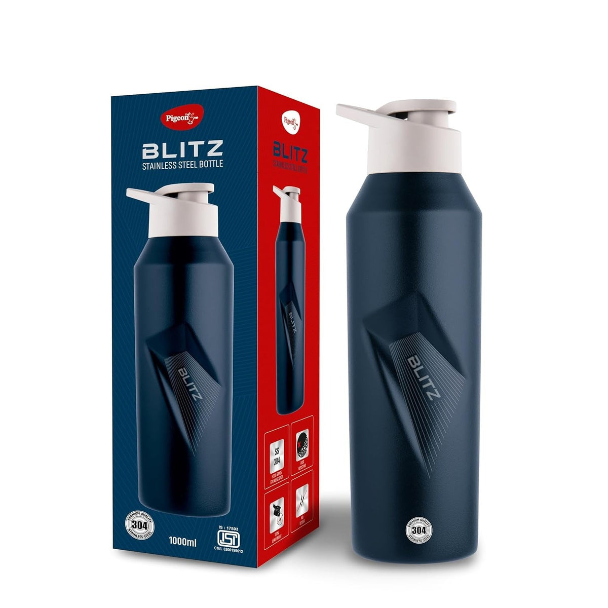Pigeon Blitz Stainless Steel Water Bottle With Sipper Cap - Blue
