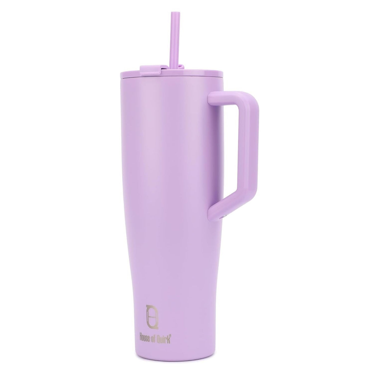House of Quirk 1200ML Tumbler with Handle and 2 Straw Flip Lid - Lavender