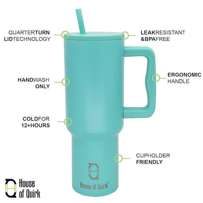 House of Quirk 1200ML Custom Name Tumbler – Terquoise