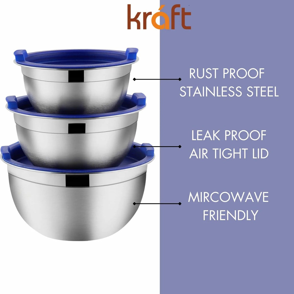 Kraft Stainless Steel Serve and Storage Set - 3 pc