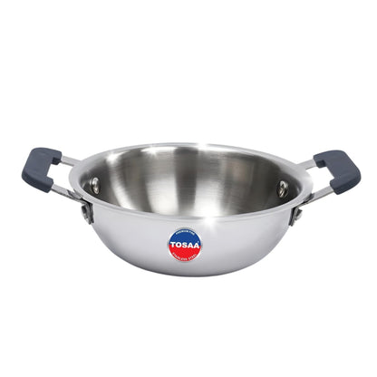 Tosaa Triply Mini Kadhai 3-Layer Base Ideal for Frying Tadka Compact Induction Compatible - 450 ml