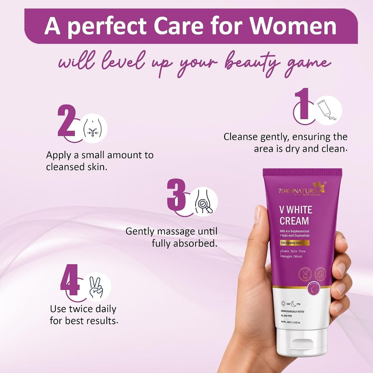 7Days Natural Vagi Glow Whitening Cream - 100 gms