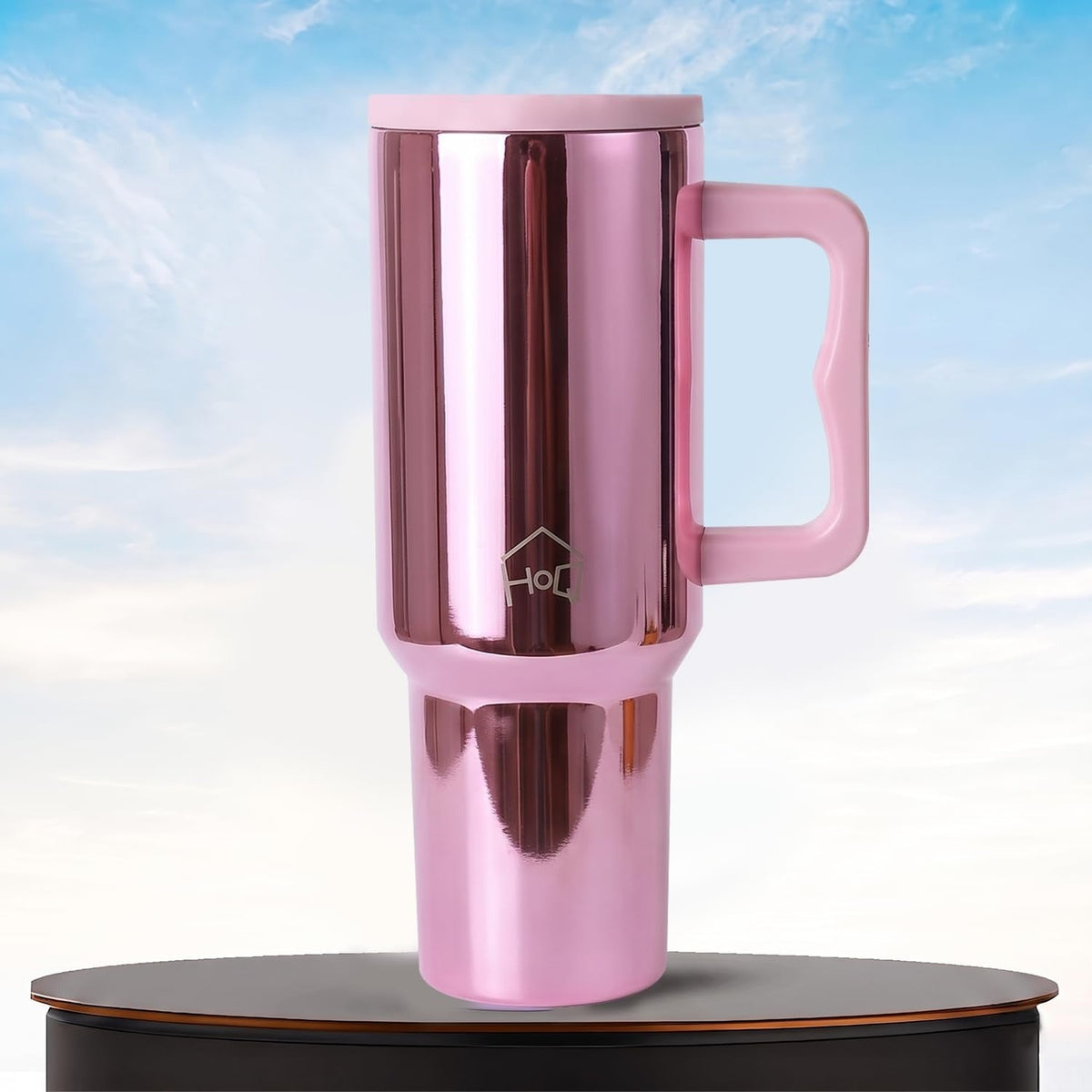 House of Quirk 1200ML Stainless Steel Tumbler with Handle & Lid - Mettalic Pink