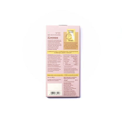 Cocoacraft 52% Mild Dark Chocolate Bar with Almonds - 80g