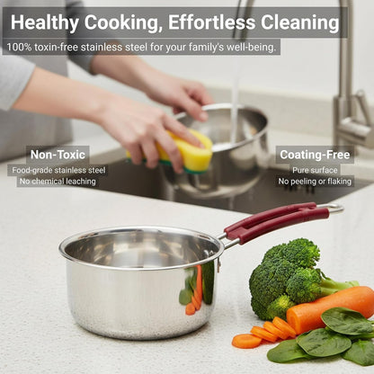 Tosaa Stainless Steel Sauce Pan 14cm Premium 1200ml Safe for All Food Types