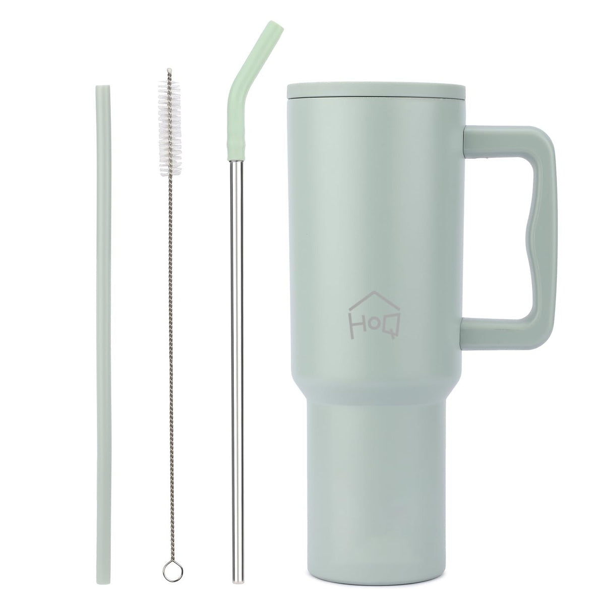 House of Quirk 1200ML Stainless Steel Tumbler with Handle & Lid - Lime Pistachio