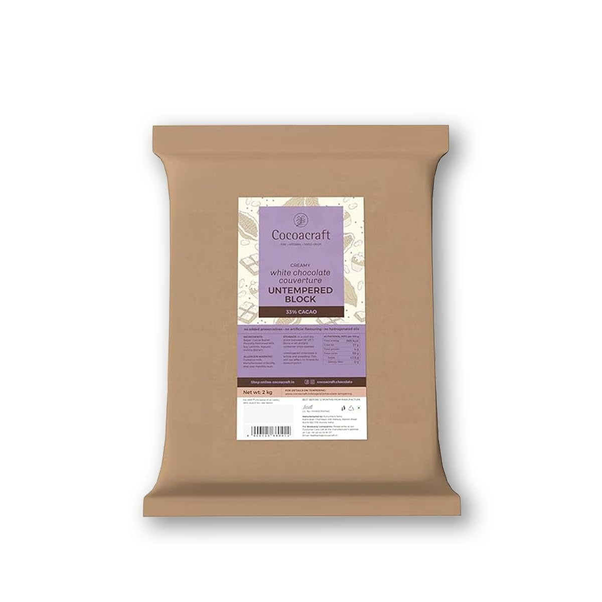 Cocoacraft 33% White Chocolate Couverture White Chocolate Baking Bar
