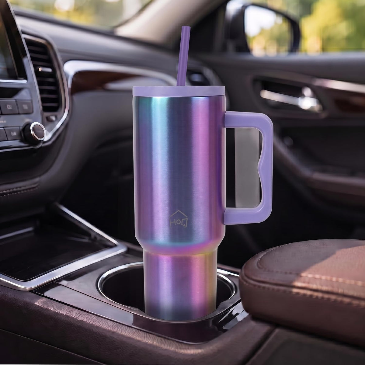 House of Quirk 1200ML Stainless Steel Tumbler with Handle & Lid - Aurora Prism