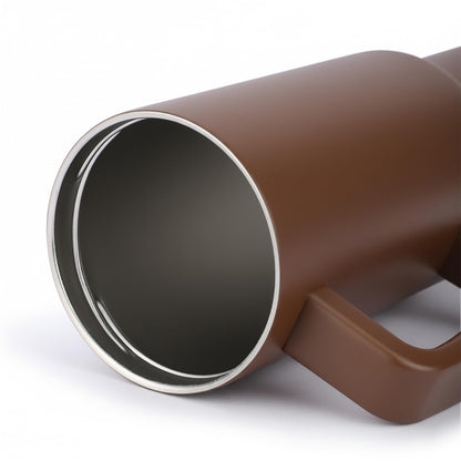 House of Quirk 1200ML Stainless Steel Tumbler with Handle & Lid - Chocolate