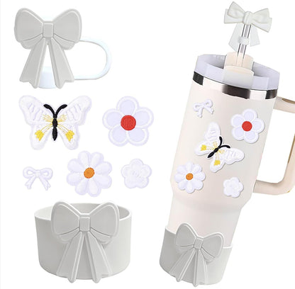 House of Quirk 6 Accessories Set Silicone Straw Cover, Cup Boot, Handle Chain, Handle Strap, Sticker 40oz & 30oz Tumbler