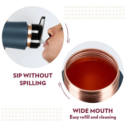 Borosil Sipper Copper Water Bottle Grey - 750 ml
