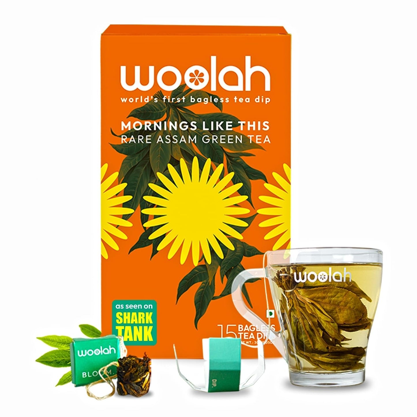 Woolah Artisanal Assam Green Tea Organic Bagless Tea Dip