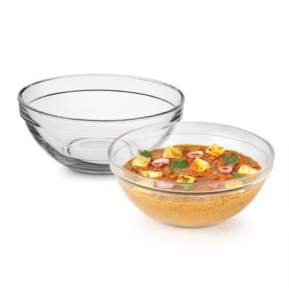 CELLO Zenith Set of 2 Pcs Round Serving Glass Bowl for Kitchen 500 ml, Transparent
