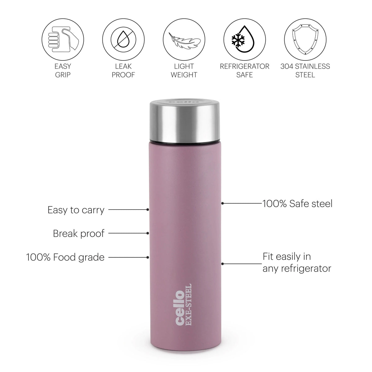 Cello H2O Matt Stainless Steel Bottle, 1000ml