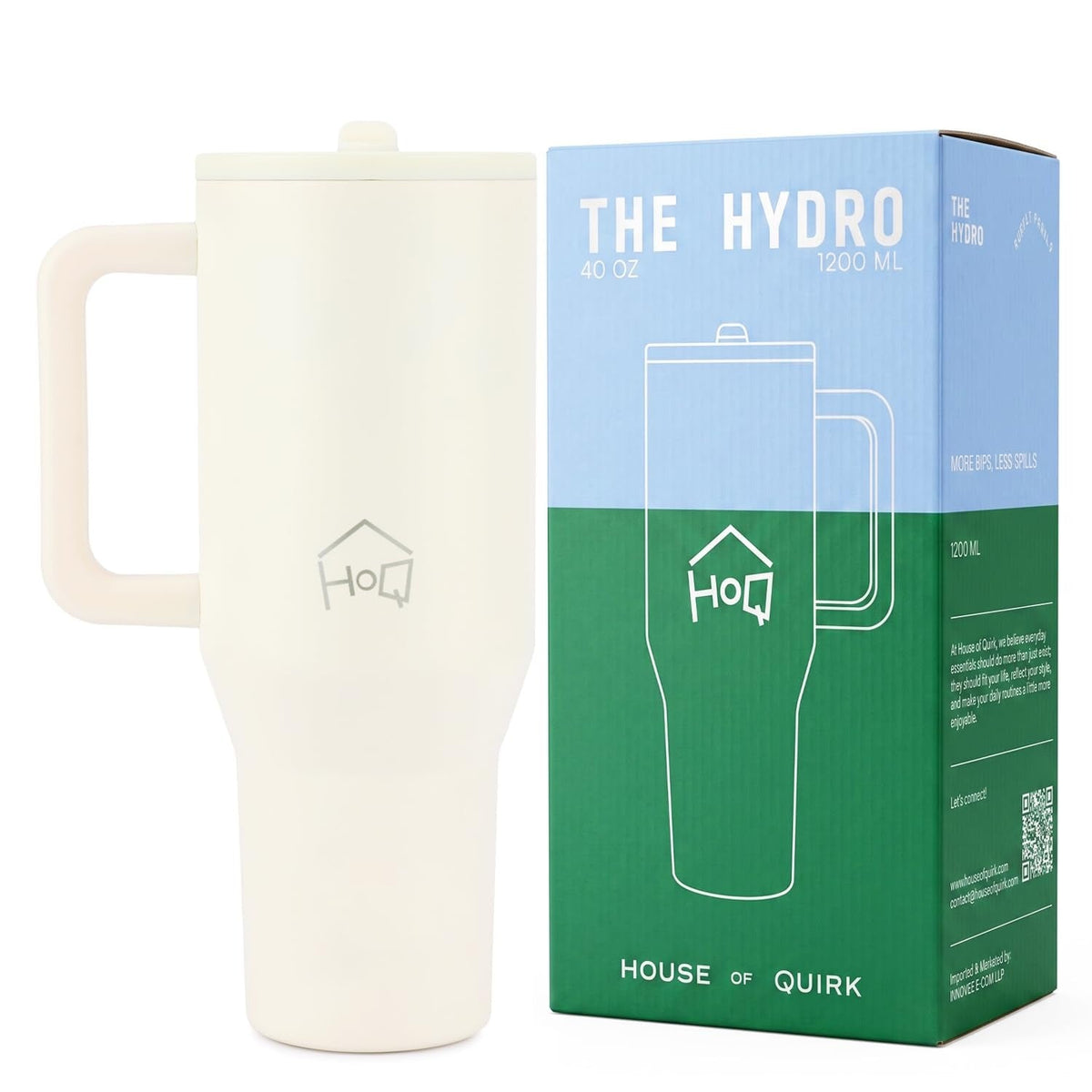 House of Quirk 1200ML Tumbler with Handle - Cream