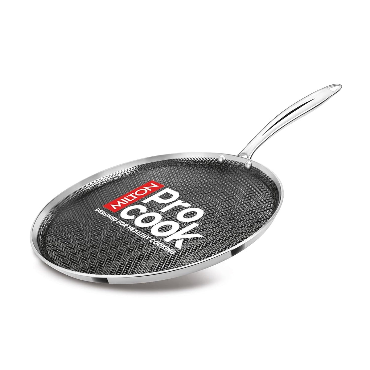 Milton Pro Cook Induction Cookware  Triply Stainless Steel Hexa Tech Omni Tawa 30cm