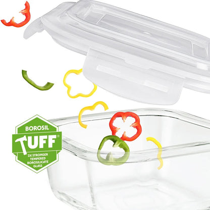 Borosil Klip N Store Plus Square Glass Container 800ml