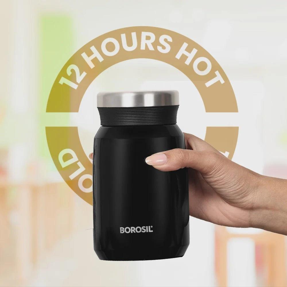 Borosil Carry Mate Black Water Bottle 500ml