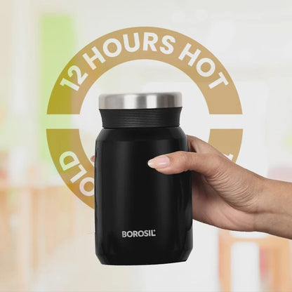 Borosil Carry Mate Black Water Bottle 500ml