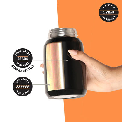 Borosil Carry Mate Black Water Bottle 500ml