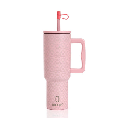 House of Quirk 1200ML Stainless Steel Tumbler with Handle & Lid - Peach Sun