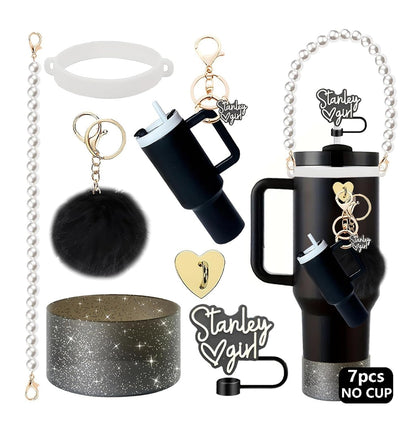 House of Quirk 6 Accessories Set Silicone Straw Cover, Cup Boot, Handle Chain, Handle Strap, Sticker 40oz & 30oz Tumbler