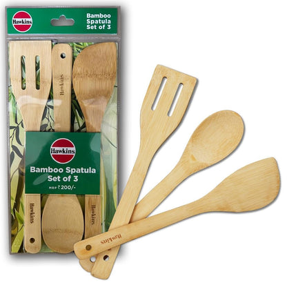 Hawkins Bamboo Spatula Set of 3, Natural Handmade Bamboo Spatulas, Kitchen Tools
