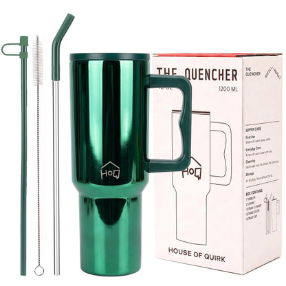 House of Quirk 1200ML Stainless Steel Tumbler with Handle - Mettalic Green