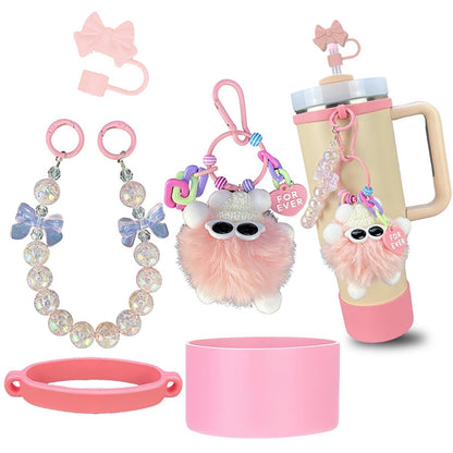 House of Quirk 6 Accessories Set Silicone Straw Cover, Cup Boot, Handle Chain, Handle Strap, Sticker 40oz & 30oz Tumbler