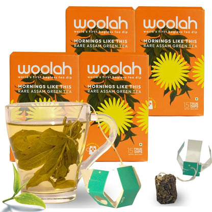 Woolah Artisanal Assam Green Tea Organic Bagless Tea Dip