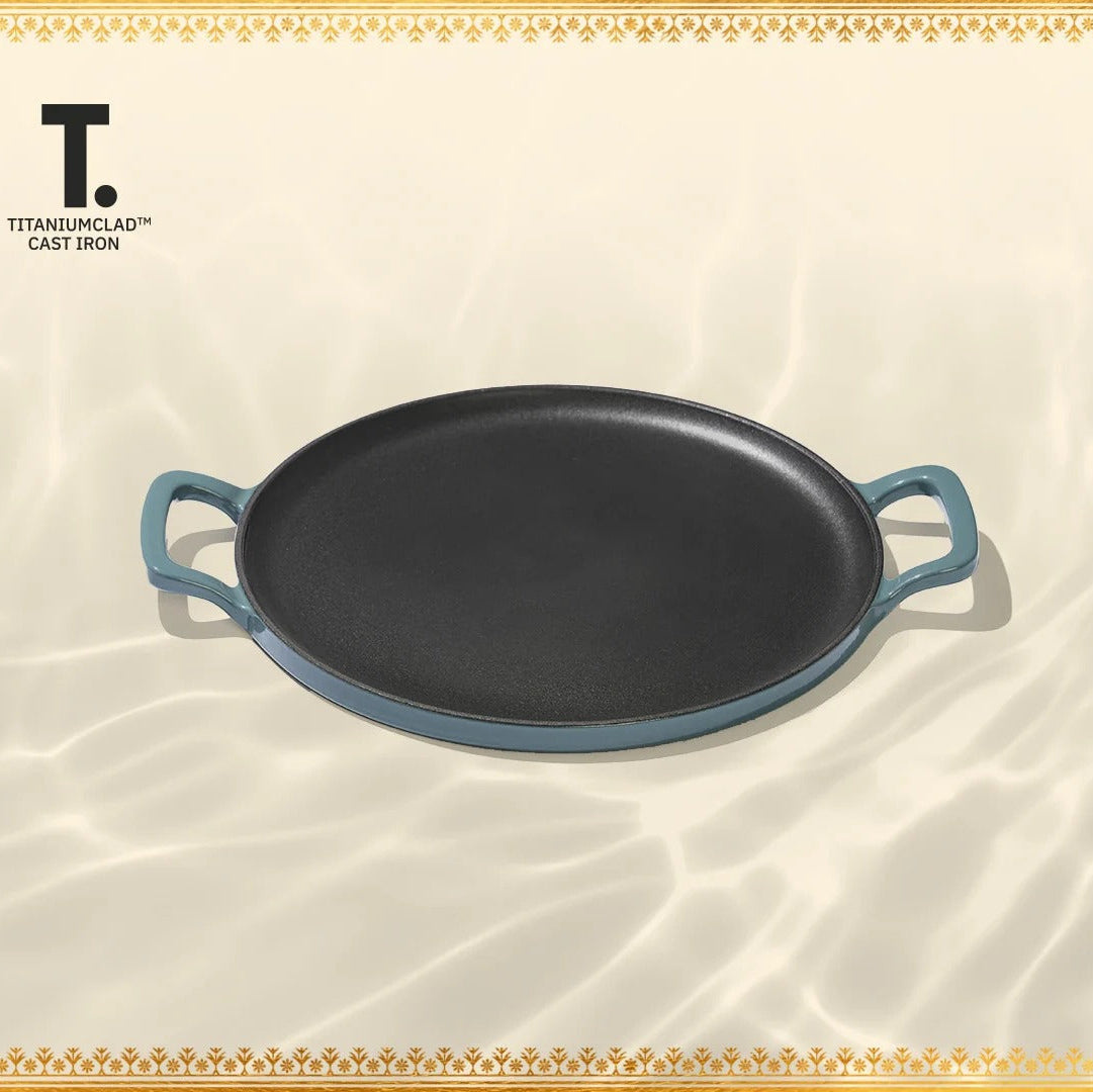 Ember TitaniumClad Ti-Enamel Cast Iron Tawa 30cm No-Season Rust-Proof