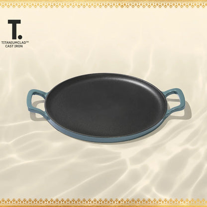 Ember TitaniumClad Ti-Enamel Cast Iron Tawa 30cm No-Season Rust-Proof