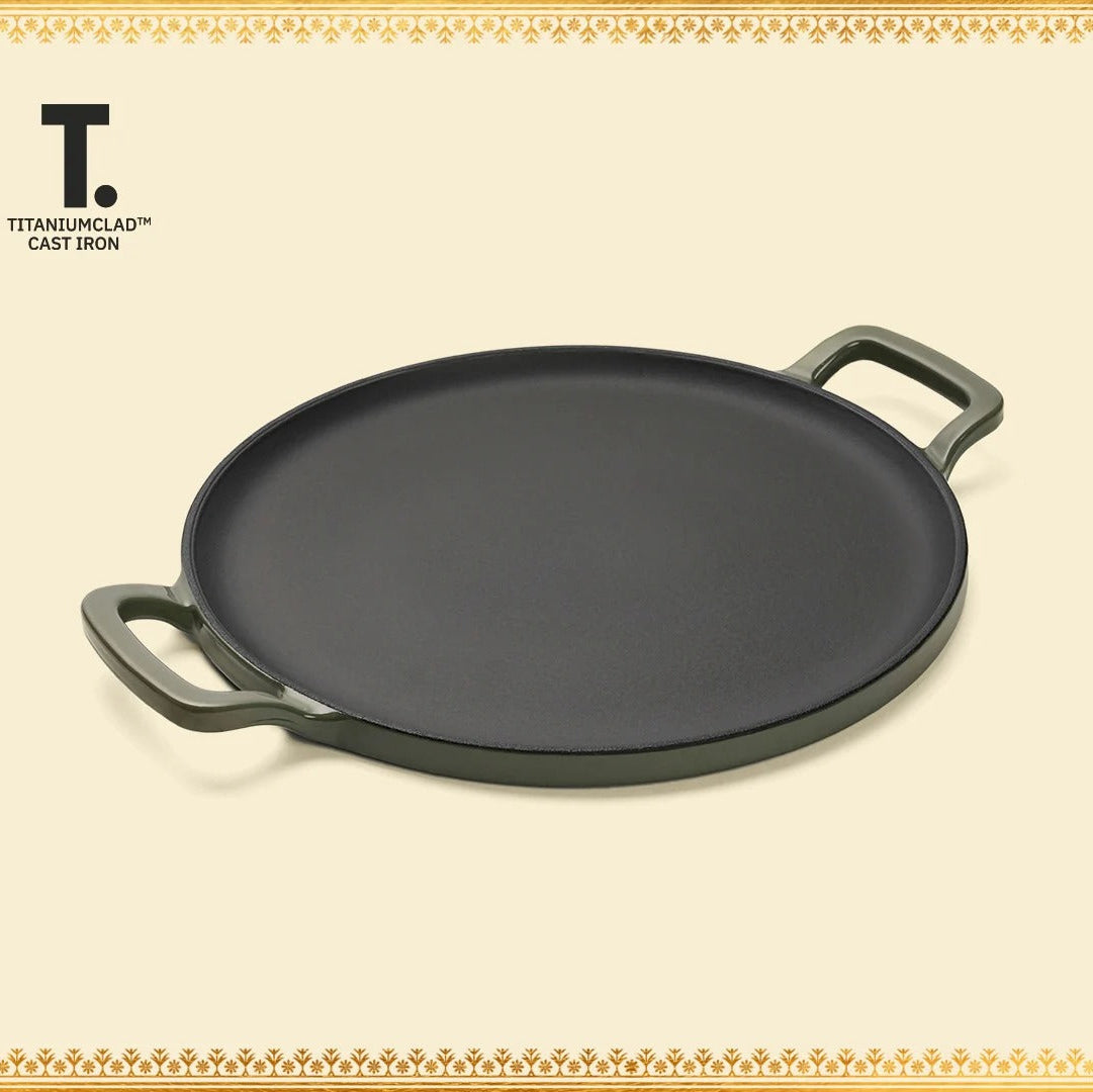 Ember TitaniumClad Ti-Enamel Cast Iron Tawa 30cm No-Season Rust-Proof