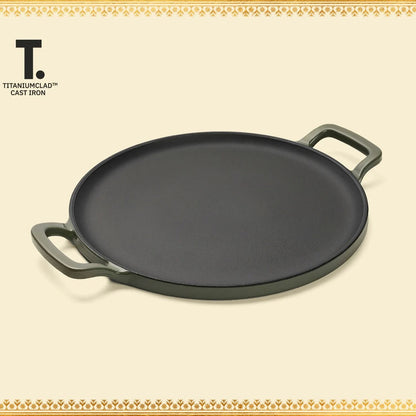 Ember TitaniumClad Ti-Enamel Cast Iron Tawa 30cm No-Season Rust-Proof