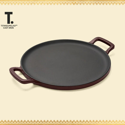 Ember TitaniumClad Ti-Enamel Cast Iron Tawa 30cm No-Season Rust-Proof