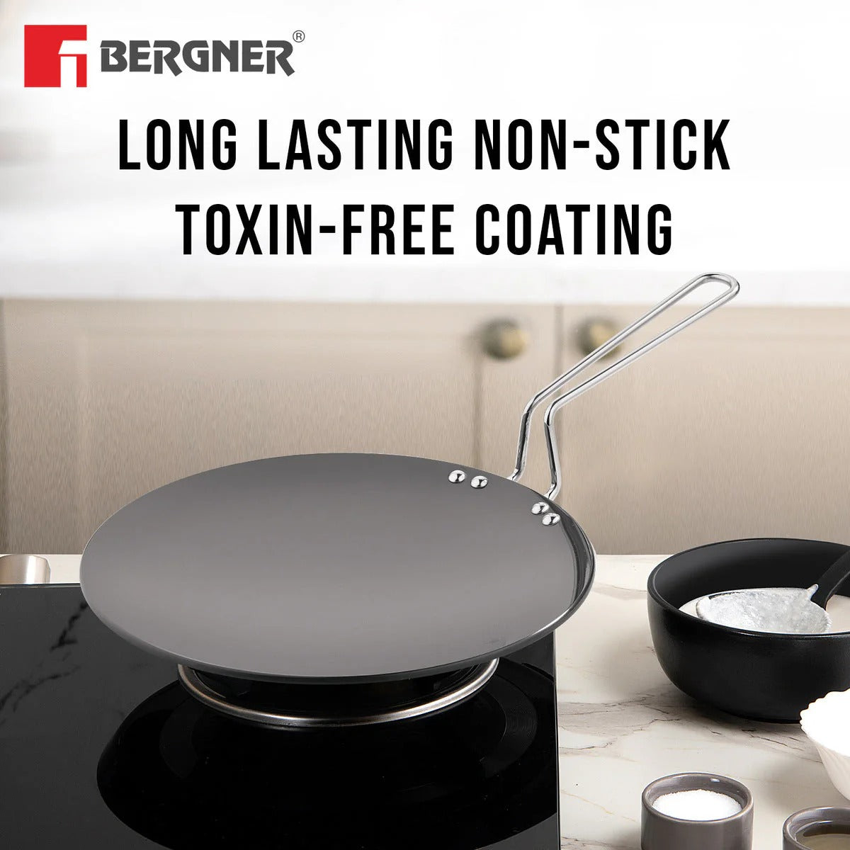 Bergner ArtisanForge Hard Anodised Roti Tawa 26cm (BGIN-6466)
