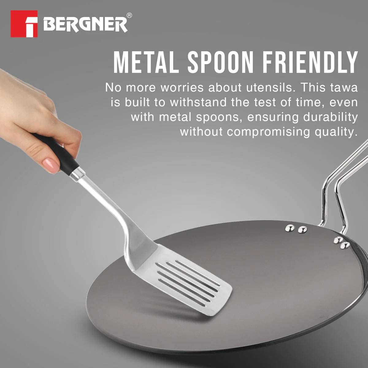 Bergner ArtisanForge Hard Anodised Roti Tawa 26cm (BGIN-6466)