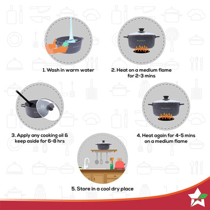 Wonderchef Granite Die-Cast Casserole Set 6 Pcs