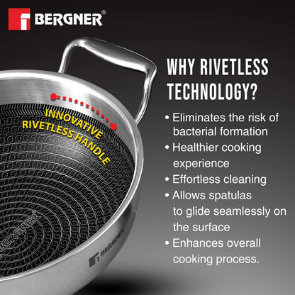 Bergner Hi-Tech Giro Tri-Ply Stainless Steel Kadai