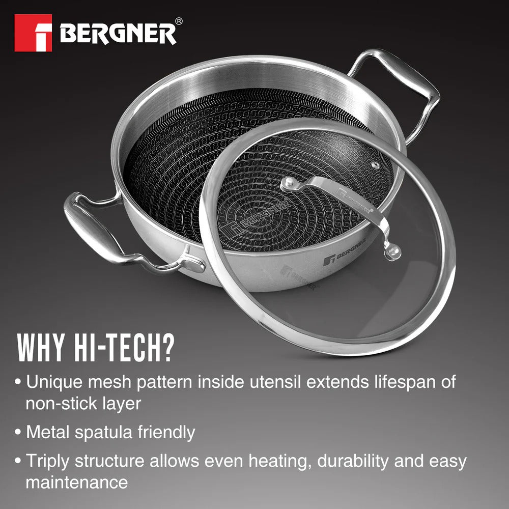 Bergner Hi-Tech Giro Tri-Ply Stainless Steel Kadai